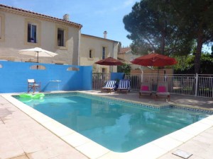 Heated swimming pool at Villa Roquette in Languedo the South of France