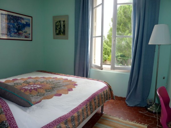 Olive bedroom in Villa Roquette, Languedoc, France