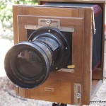 Classic 19thcentury woodandbrass camera with a very rare 385mm Rdenstick Petzval lens